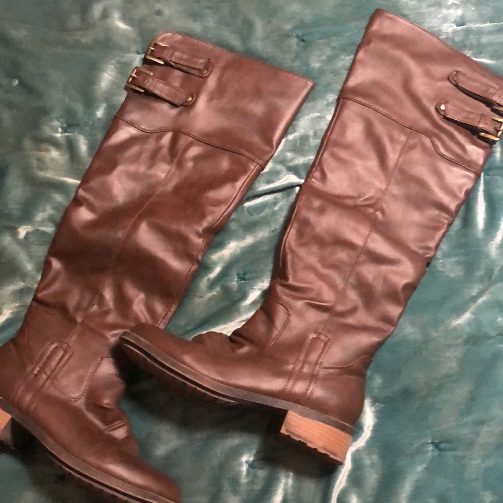 QUPID BROWN KNEE HIGH BOOTS